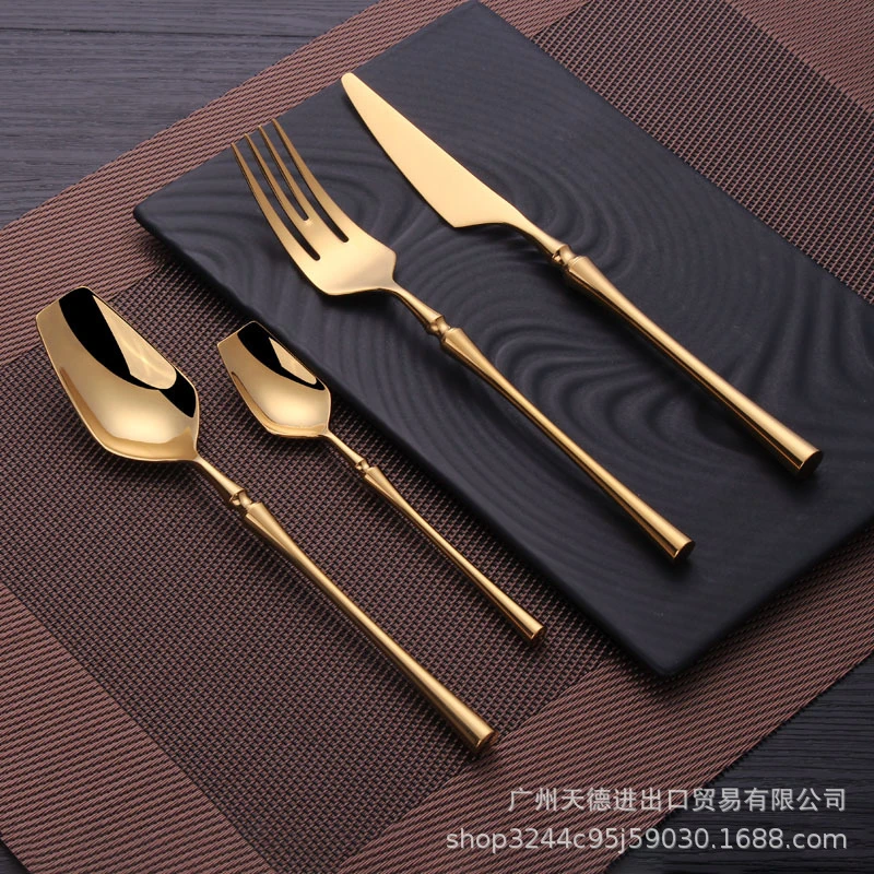 Luxury mirror flatware stainless steel gold shiny cutlery set for wedding