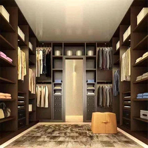 Luxury Modern Furniture Cabinets Clothes Closet  Walk In Wardrobe LED Light Villa Bedroom Closet