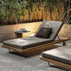 Luxury Patio Lounger sets Hotel Resort Teak Lounge Chair One Seat PE Rattan Sofa With Table