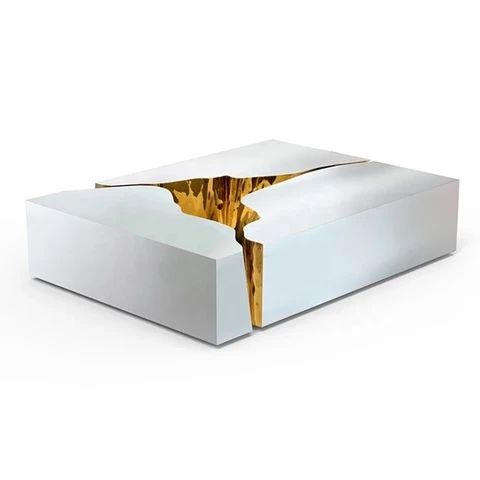 Luxury tree root trunk design gold center table stainless steel modern nordic coffee table living room furniture