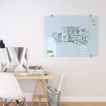 Magnetic Glass Whiteboard, Frameless, Glossy White,24x36 inches