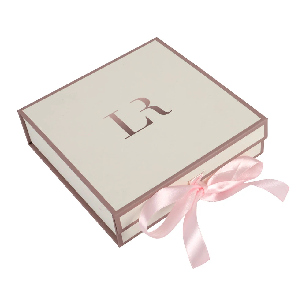 Magnetic Pink Satin Lined Surprise Gift Paper Boxes With Custom Logo And Bow Closure