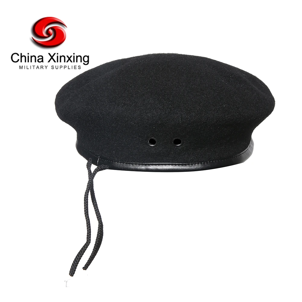 manufacturer 100% wool soft feeling quality military army beret Cambodia with badge embroidery black beret