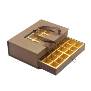 Manufacturer Wholesale Ribbon Handle Chocolate Boxes High Quality Chocolate Paper Box With Window