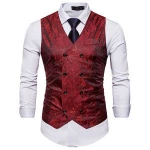 men spliching suit casual printed vest waistcoat
