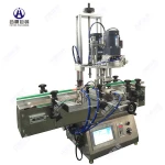 Mini size conveyor small production cosmetic lotion pump sprayer dropper cap closer automatic bottle sealing capping machine
