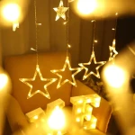Moon Star String Battery Operated Icicle Fairy Light Multi-Color Christmas and Halloween Party Window Decoration
