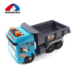 Most popular kids favorite musical plastic friction power toy dump truck with lighting