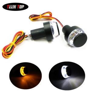 Motorcycle LED Turn Signal 22mm Handlebar End Indicator With Daytime Running Light for Street Bike Scooter Warning Lamp