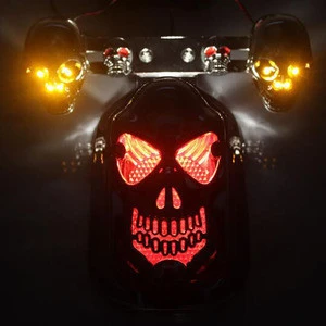 Motorcycle Skull Turn Signal Rear Brake Tail Light Modified Accessories LED Skull Taillight Turn Signal Lights