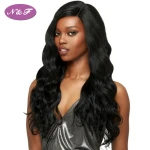 N&F Hot Sale Natural Black Body Wave Hair Synthetic Lace Front Wigs For Black Women