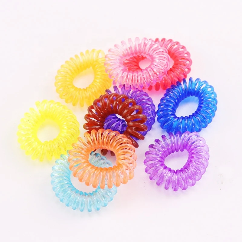 New 100Pcs Girls Ponytail Holding candy Color PE Small Telephone Line Elastic Hair Bands