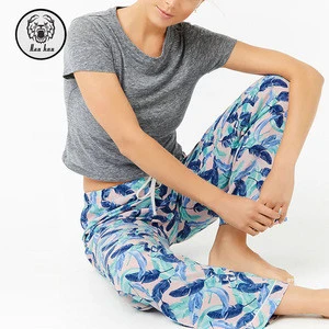 New 2018 Feather Patterns Print Women Pajama Pants
