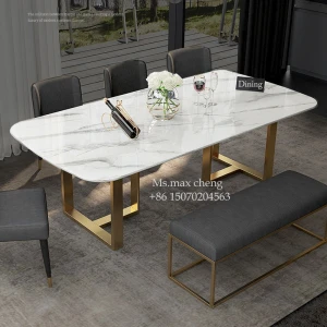 New contemporary marble dining table set luxury gold marble dining table carrara marble dining table