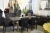 New design black reclaimed wood gold metal base restaurant imported dining table set 6 chairs dining room furniture