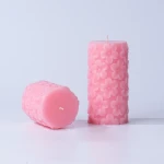 New Design Pink Pillar Craft Candle Natural Soy Wax Custom Scented Candles Handmade Luxury Candle Products