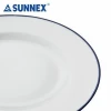 New enamel like blue rim porcelain ceramic tableware for dining