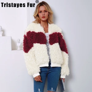 New Hot-selling Hit Color Fake Fur Jacket Womens Short Teddy Bear Coats Baseball Sheepskin Coat Women