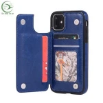 New IP11DB dark blue card and wallet 3 in 1 phone case for 6.1" mobile phone