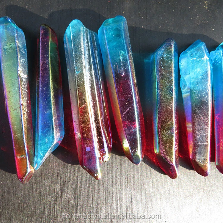 New products blue aura quartz crystal wand red titanium aura quartz crystal point