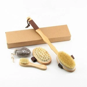 New! Soft Mild Fiber Full Body Beauty Brush Skin Pore Care Dismountable Long Handle Scrubber Bath Set