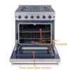 New Stainless Steel 5-burner Gas Cooking Range With Gas Oven