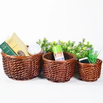 Newest and hot sell eco-friendly black handmade willow baskets crafts with flower liner and handles