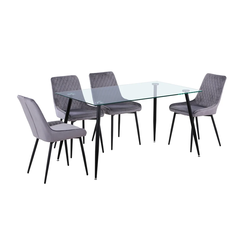 Nordic Style Cheap Price Dinning Room Furniture 10mm clear tempered glass Dining Tables
