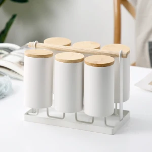 Nordic Style Eco-Friendly Ceramic Mug Cup with Bamboo Rack With Tray And Spoon Coffee Tea Cup