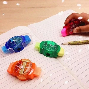 novelty mini colourful pencil sharpeners grinder with erasers brush for office school girls supplies machine pencil sharpener