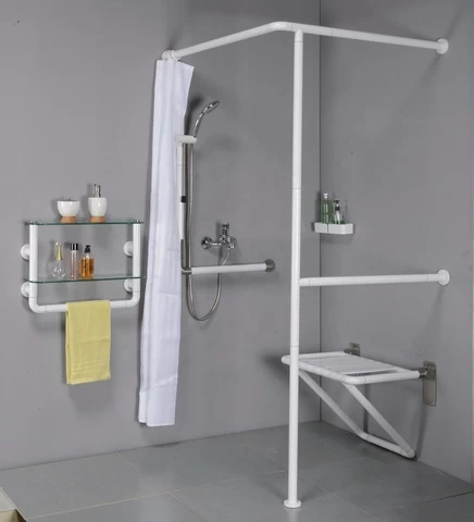Nursing Home  White Shower Rod Covers Plastic Shower Curtain Rods