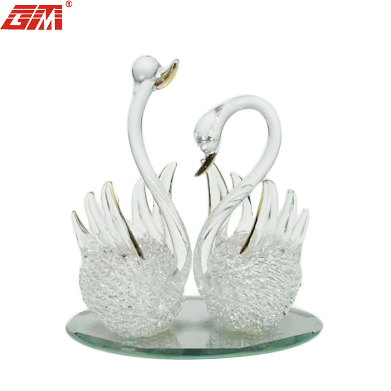OEM crystal hand blown glass swans for wedding decoration personalized best selling valentines gifts