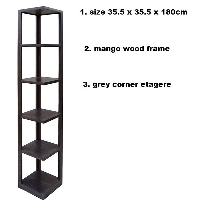 Open Corner Floor Book Display Wood Rack Furniture Stand Etagere Shelves
