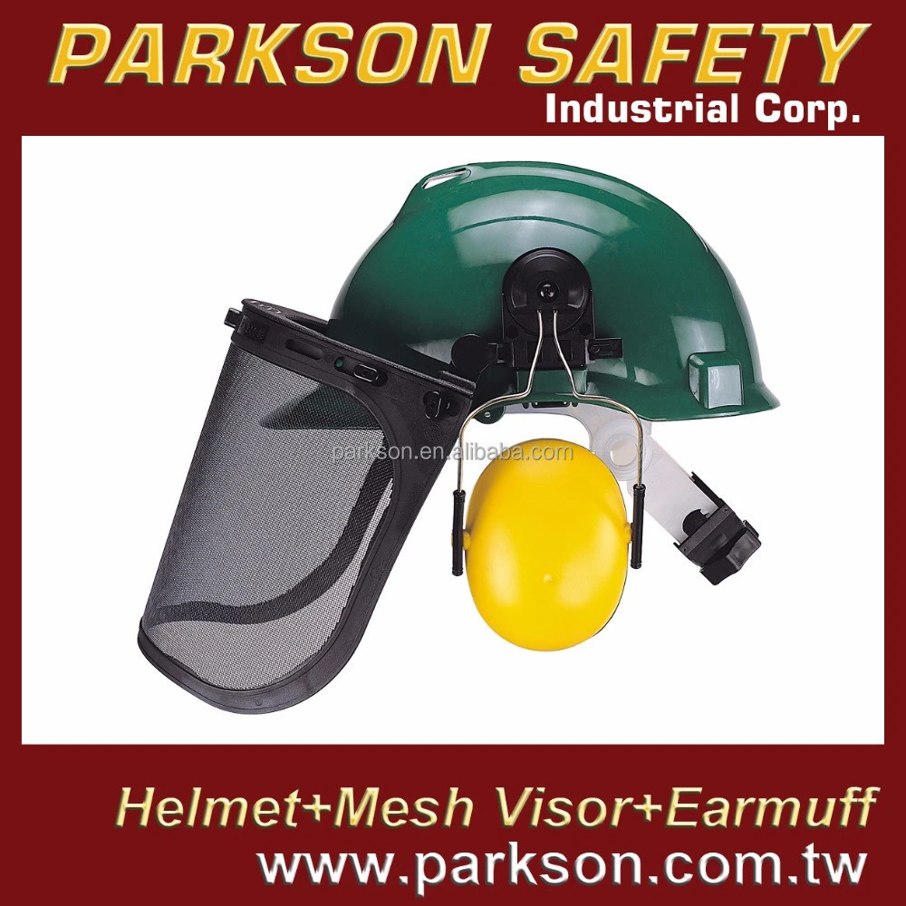 PARKSON SAFETY Taiwan Wood Cutting forest Working gear Combo Safety Helmet+Earmuff+Mesh Visor CE Standard Forestry Helmet
