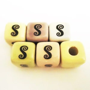 Peru ceramic beads for jewelry, Pastel color S letter alphabet bead