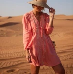 pink powder bathing suit cover ups swimsuit up coverup  beach new cotton embroidered skirt