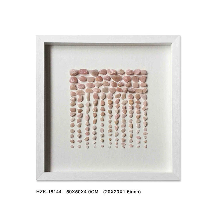 Pink Stones 3D Shadow Box Wall Art Decor with White PS Frame 50x50cm