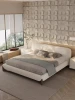 Platform Lambswool Up-holstered Beds Tech Cloth Hotel Apartment Bedroom Furniture Bed Set Modern Design Bed with Night Table