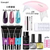 Poly Extension Gel Nail Kit - 6 Colors with 48W  Nail Lamp Slip Solution Rhinestones Glitter All In One Kit for Nail