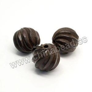 Popular 14mm hand carved wood bead brown wooden beads