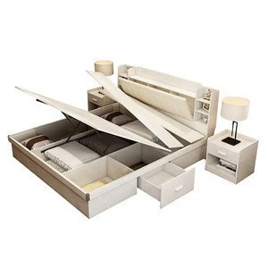 Popular design Multifunctional lift up adjustable solid wood storage bed