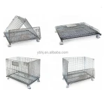 popular heavy duty warehouse storage cage foldable metal steel wire mesh containers