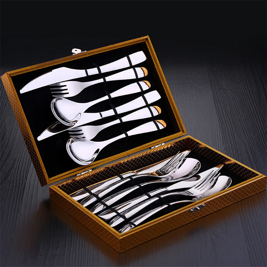 Portable table stainless steel cutlery set of spoons forks