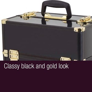 professional black and Gold aluminum trolley Cosmetic Case
