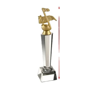 Professional Custom Crystal Glass Trophy Awards with Musical Competition Plaque Etched Logo for Automotive Agriculture Education