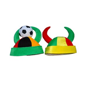 Promotional custom soccer fans cap with horn football shape hat for adult