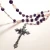 Import Purple Crystal Beads Jewelry Pink Crystal Beads Handmade Necklace Cross Silver Plated Rosary from China