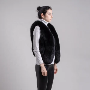 QIUCHEN- QC8105 FREE SHIPPING now women real fox fur short vest gilet genuine fox fur high quality hot sale wholesale