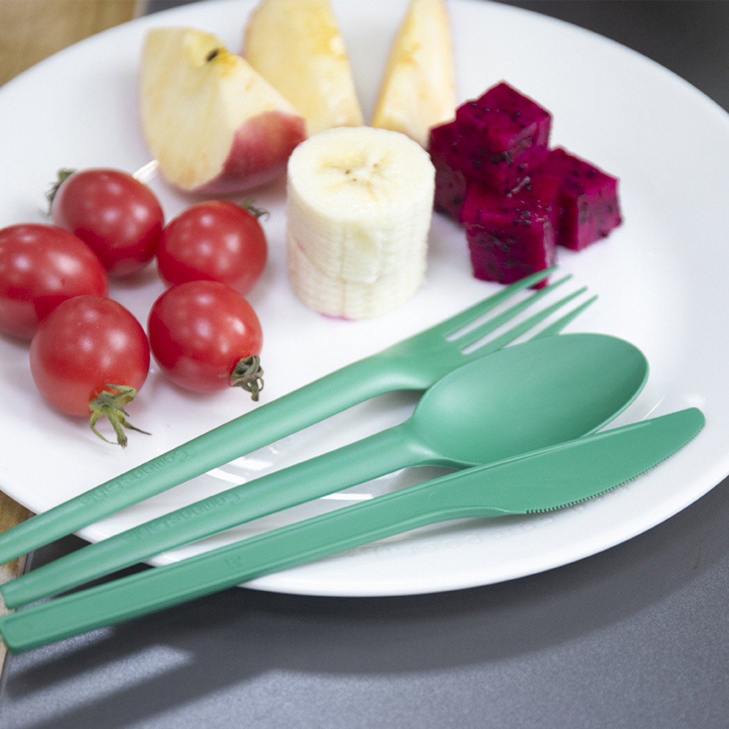 Quanhua Corn Starch Cpla Disposable Degradable Tableware Set Disposable Cutlery