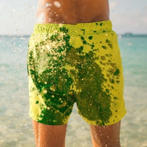Quick Dry Swimwear Shorts Mens Swim Trunks Color Changing Beachwear